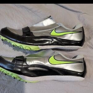 Nike Rival Track/Field Running Spike‎ shoes Men's SZ 11 Silver neon green black